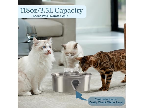PETMAKER Cat Water Fountain - Stainless Steel
