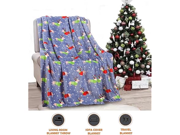 Elegant Comfort Velvet Christmas Prints Fleece Blanket