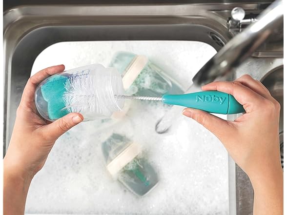 Nuby Bottle and Nipple Brush with Bristles and Sponge