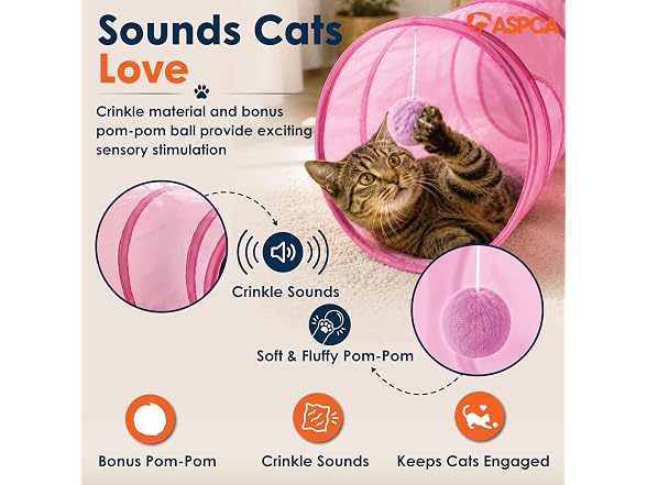 ASPCA Cat Tunnel with Rattle Toy