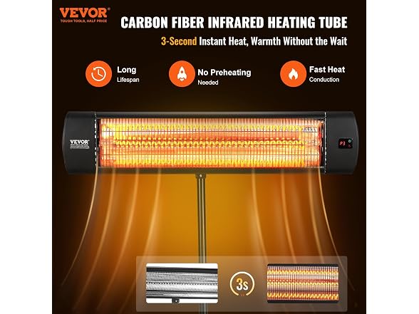 Infrared Heater, 1500W Remote Control Electric