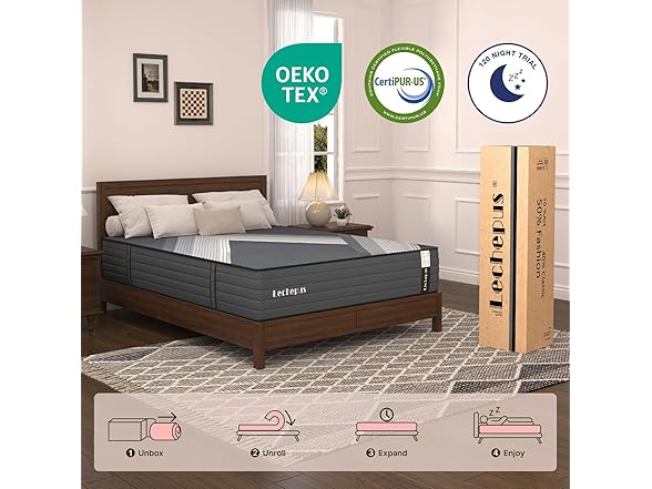 Lechepussleep Queen Mattress 10 Inch
