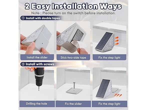 Kondras Motion Sensor Solar Stair Lights Outdoor, 8-Pack