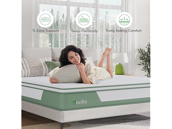 Novilla Mattress Full, 12" 5-Zone Hybrid