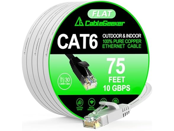 CableGeeker Cat 6 Ethernet Cable 75 ft