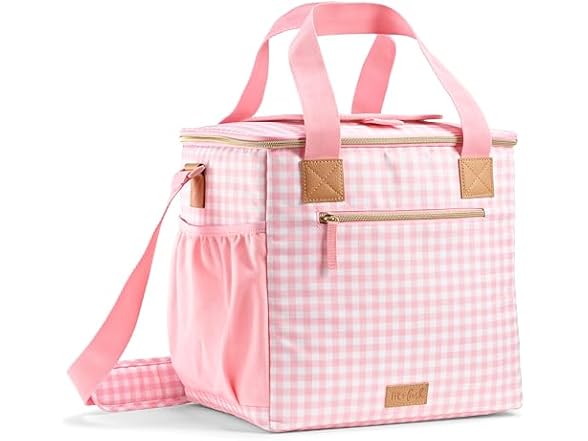Fit & Fresh 24-Can Soft Cooler Bag, Pink Gingham