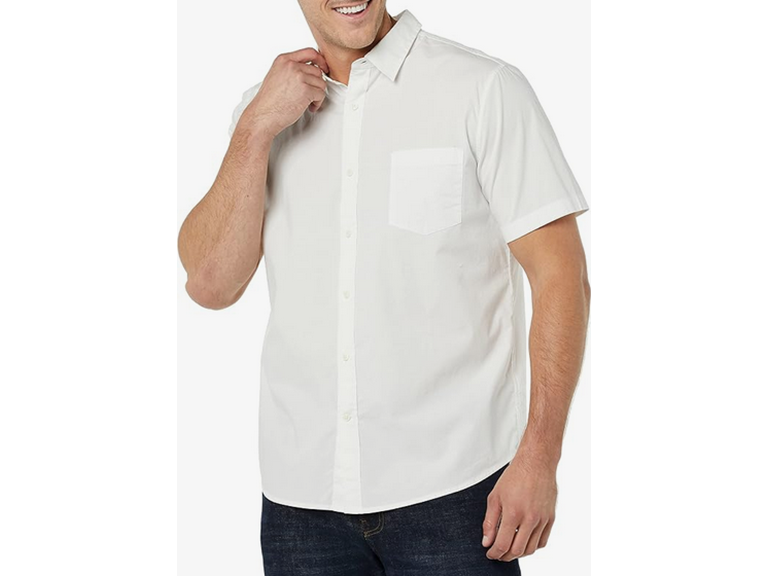 Amazon Essentials Men's Slim-Fit Short-Sleeve Poplin Shirt, White, X-Large