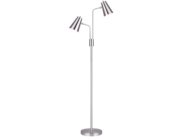 2 Light Floor Lamp Brushed Nickel 67"