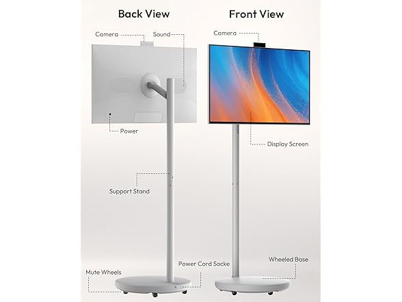 32" Portable Smart TV on Wheels