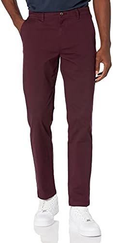 Amazon Essentials Mens Straight-Fit Casual Stretch Chino Pants, Burgundy, 28W x 28L