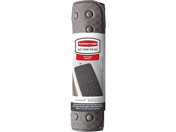 Rubbermaid Soft Foam Bath Tub Shower Mat, Non-Slip