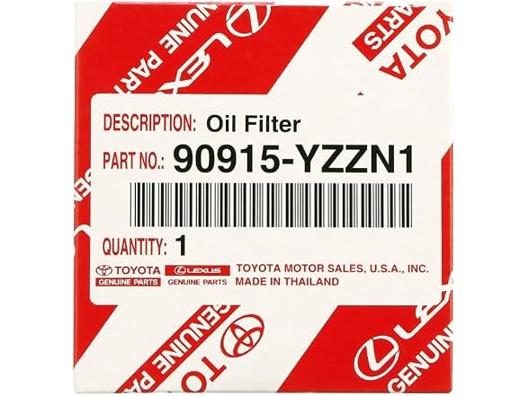 Toyota Genuine Oil Filter, 90915-YZZN1,