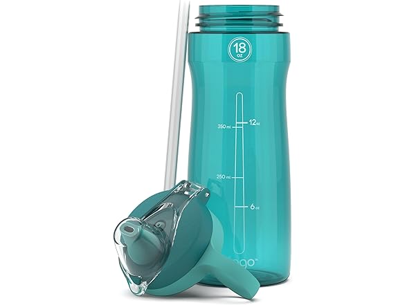 Pogo Bottle with Soft Straw Lid, 18 oz, Teal