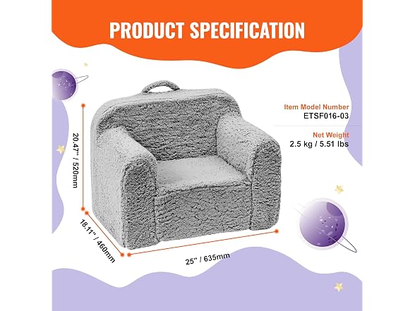 VEVOR Kids Armchair, Kids Sofa with