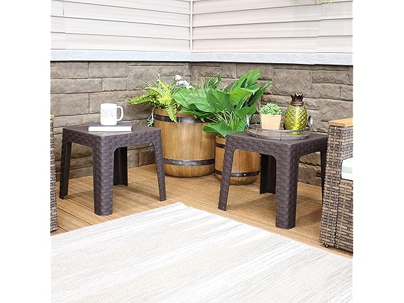 Sunnydaze Decor RBW-051-2PK 2 Brown Side Tables Brown