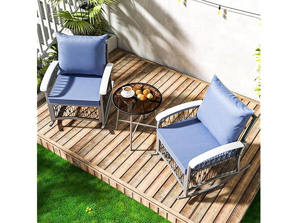 zzwhom 3 PCS Outdoor Rocking Chairs Patio Bistro Set