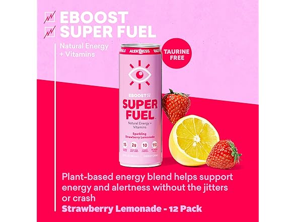 12PK EBOOST SUPER FUEL Healthy Energy Drink -Strawberry