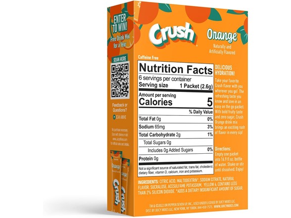 6CT Crush Orange Singles to Go Sugar Free Drink Mix