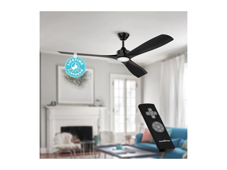 Parrot Uncle F6004BK-PU 60 Inch Ceiling Fans with Ligh