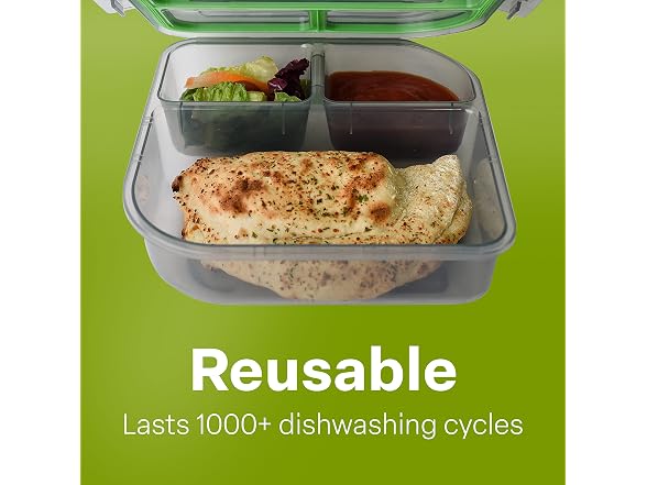 MyGo Container Small To-Go 3-Compartment Food Container
