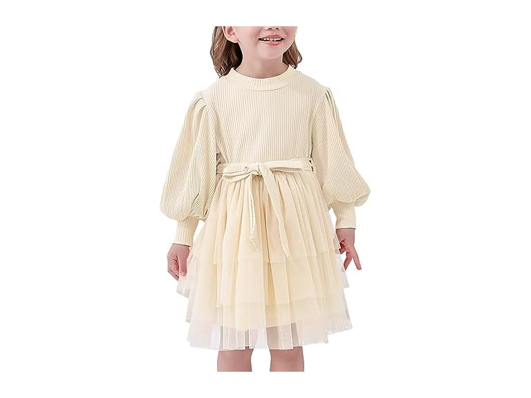 Girl's Long Sleeve Puff Tulle Dress