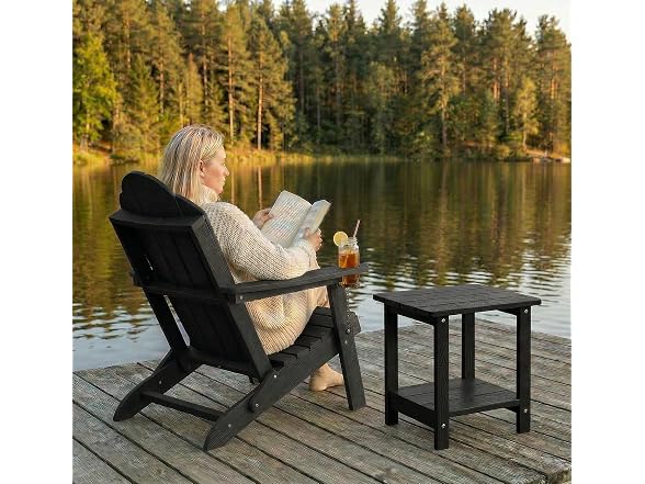 LUE BONA Set of 2 Black Adirondack Chairs