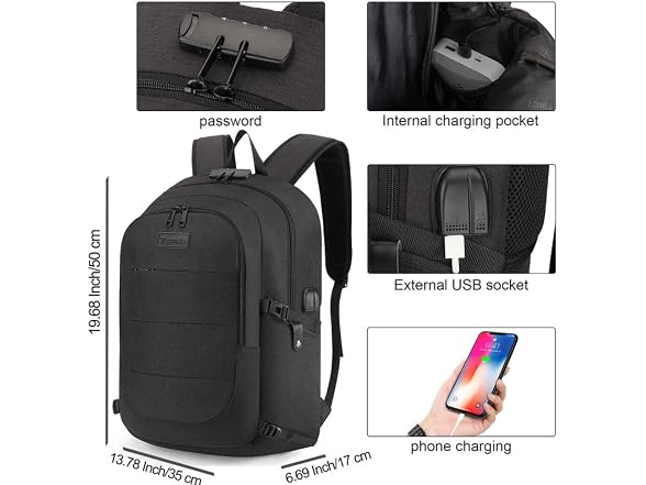 Tzowla Black 15.6" Laptop Backpack