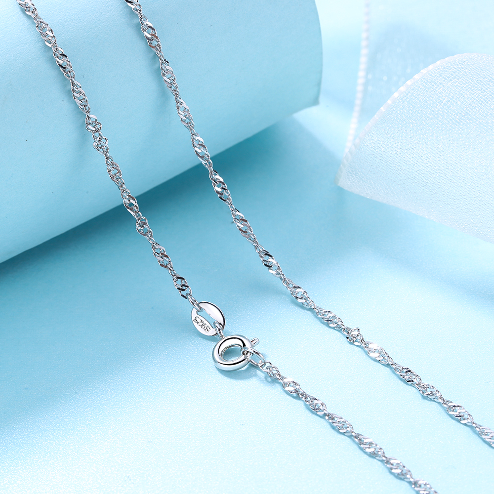 White Gold Plated Wave Chain - Gallery 4