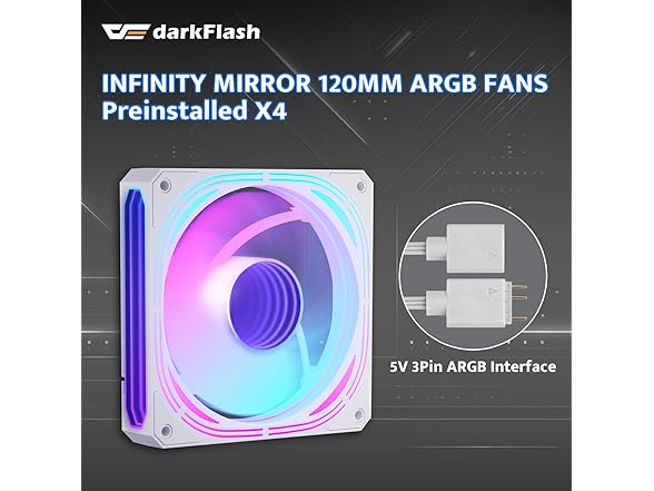 darkFlash ATX Mid-Tower PC Case, White
