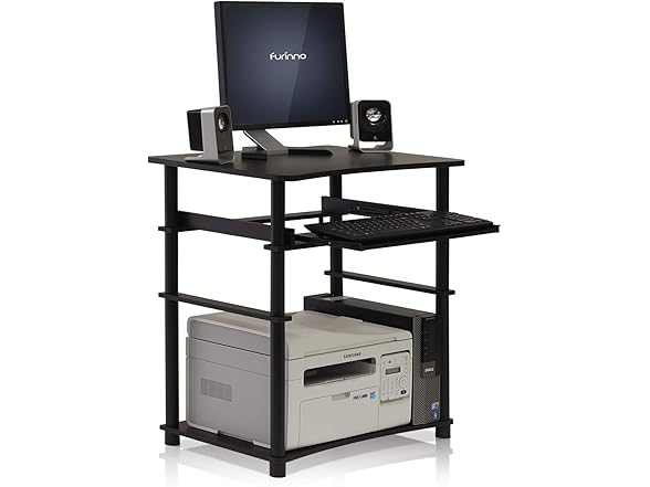 Furinno Home Computer Desk, Espresso/Black