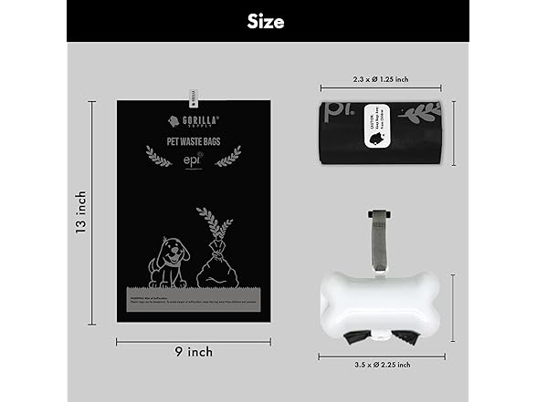 GORILLA SUPPLY Dog Poop Waste Bags with Dispenser