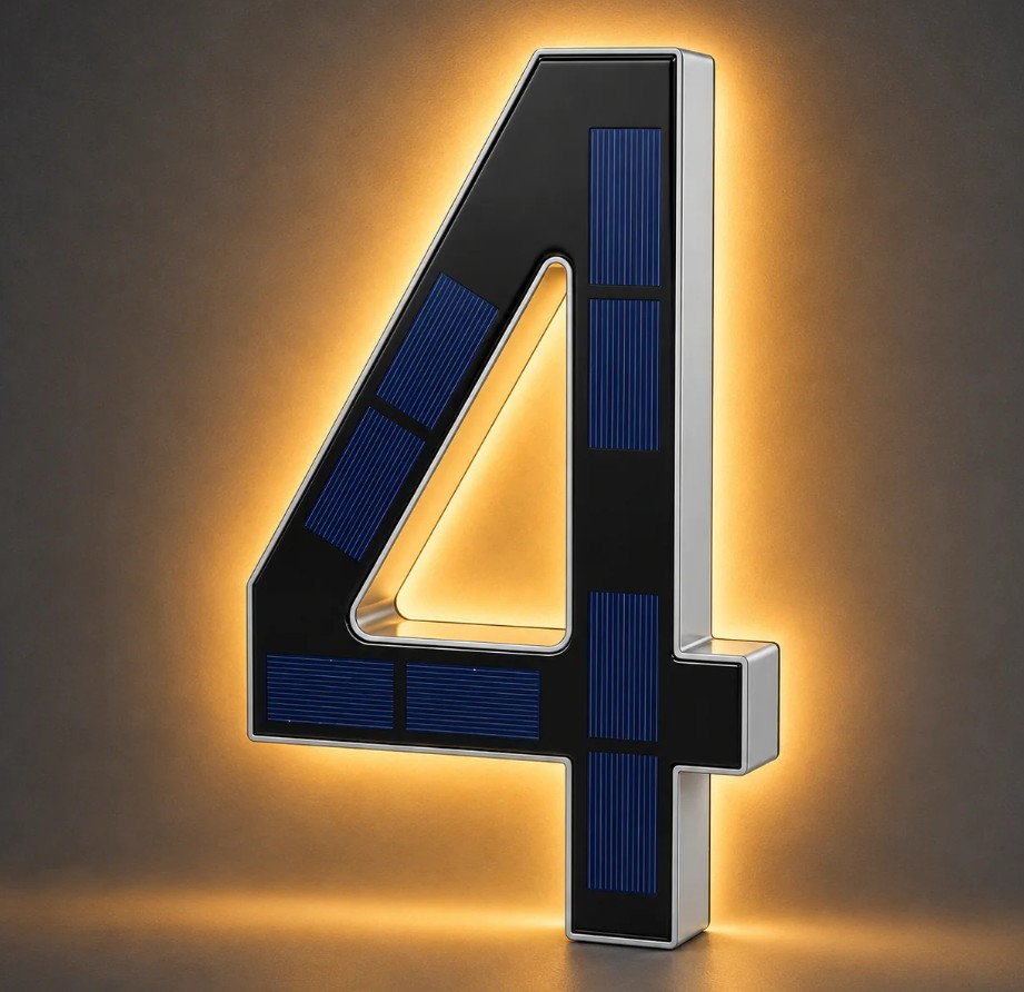 Infinite Basics Solar LED House Number Sign – 6.7" (0-9, A-D) - Gallery 19