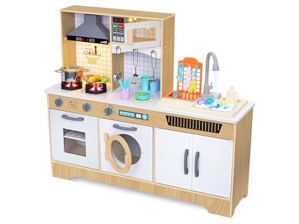 Wide Kitchen Set with Laundry Natural