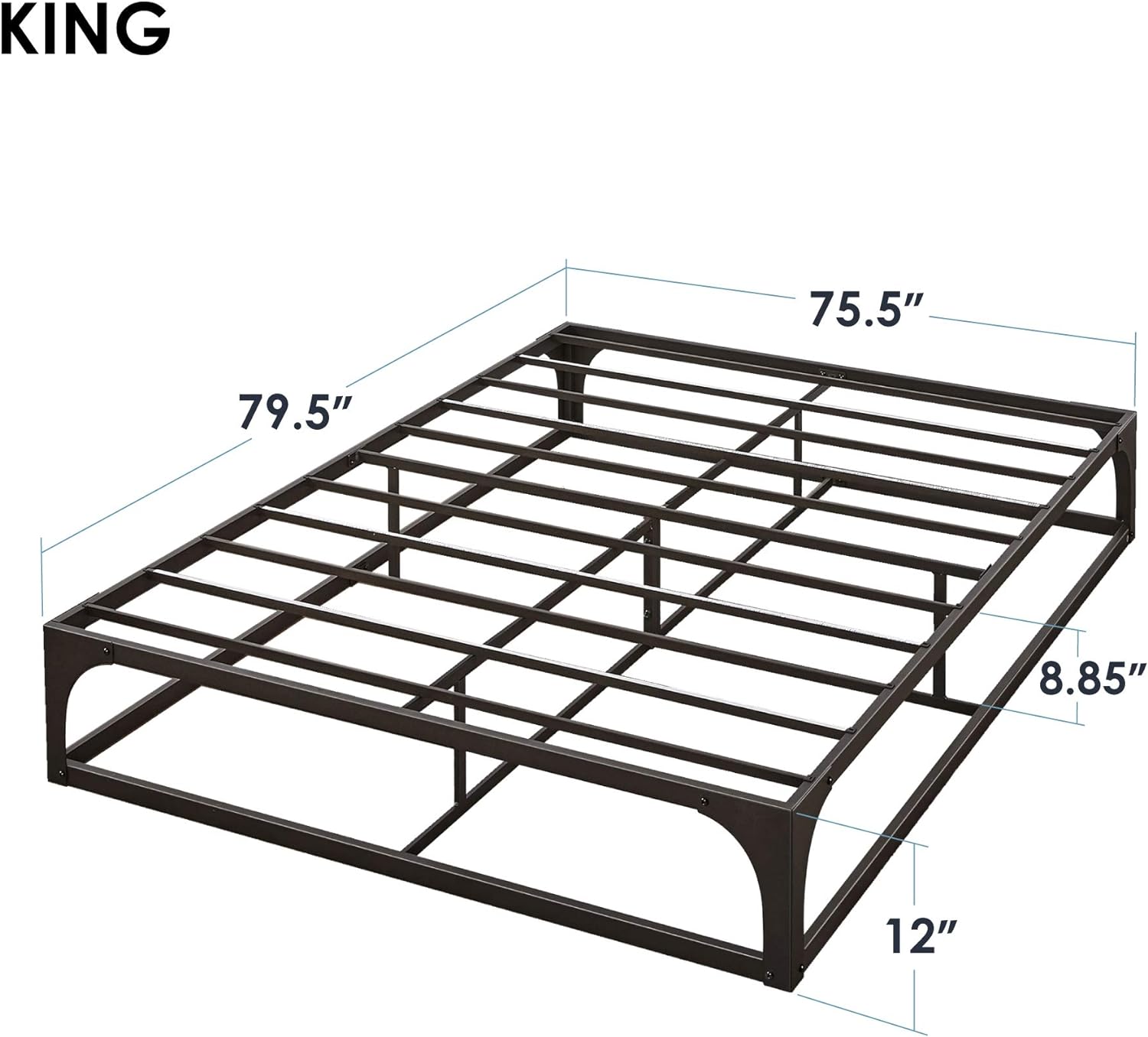 Mellow 12" Metal Platform Bed Frame, King - Gallery 14