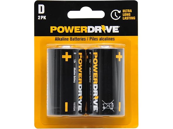 (2 Pack) PowerDrive Size D 1.5V Batteries