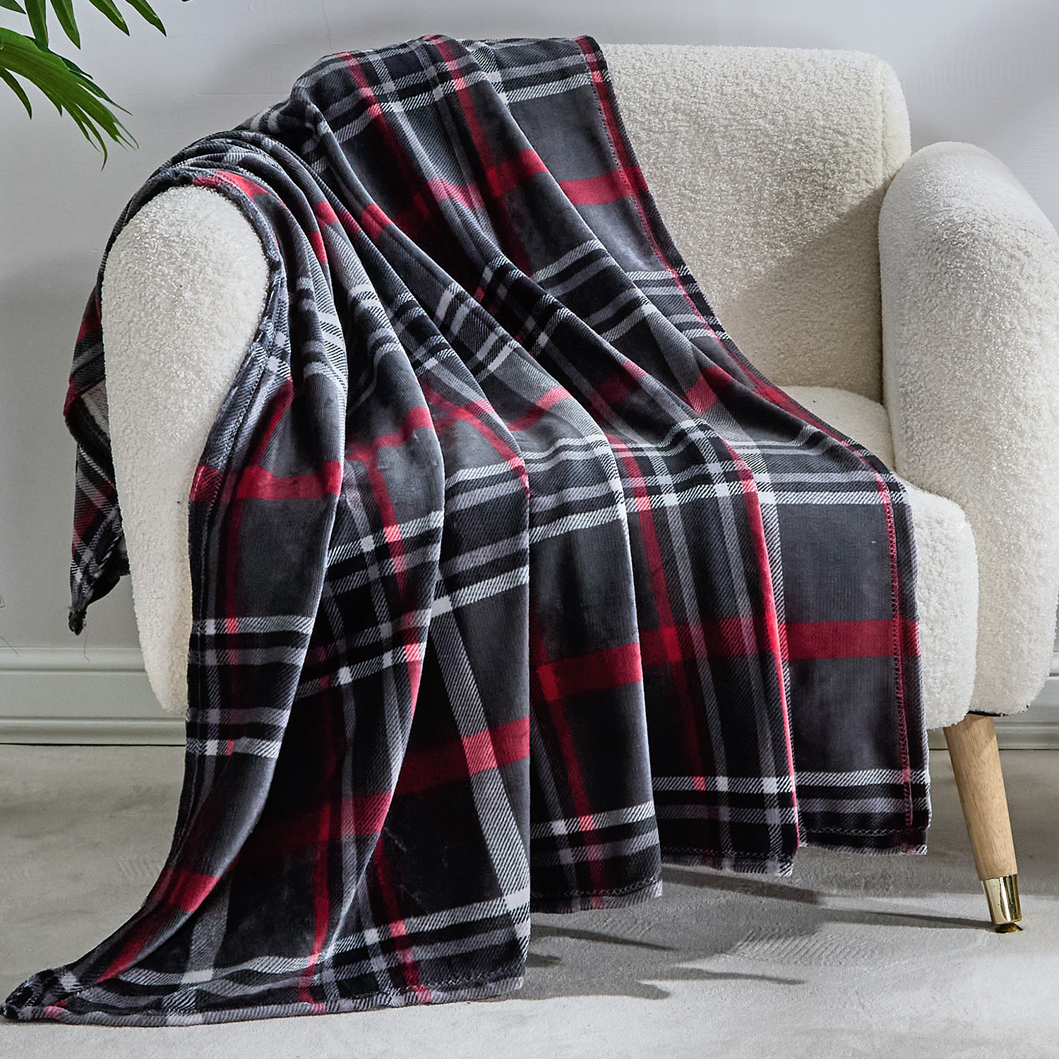 Midnight Plaid Throw Blanket - Gallery 6