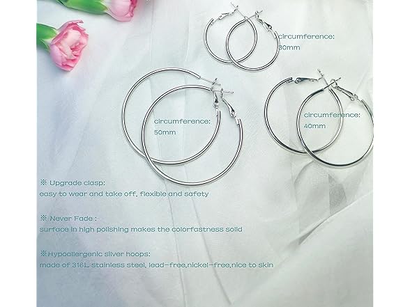 Hoop Earrings 3 Pairs Sterling Silver