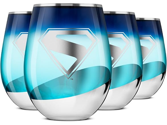 JoyJolt DC Superman A Symbol of Hope Stemless Drinking Glasses
