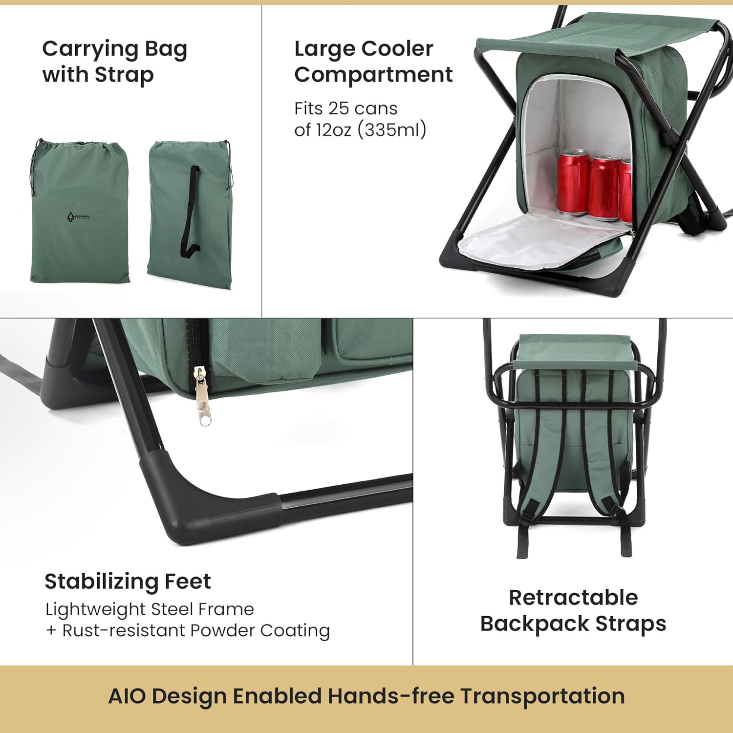 ARROWHEAD OUTDOOR Backrest Stool w/ Cooler Bag - Gallery 30