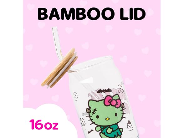 Silver Buffalo Sanrio Hello Kitty Halloween Spooky, Glass Tumbler, 16oz