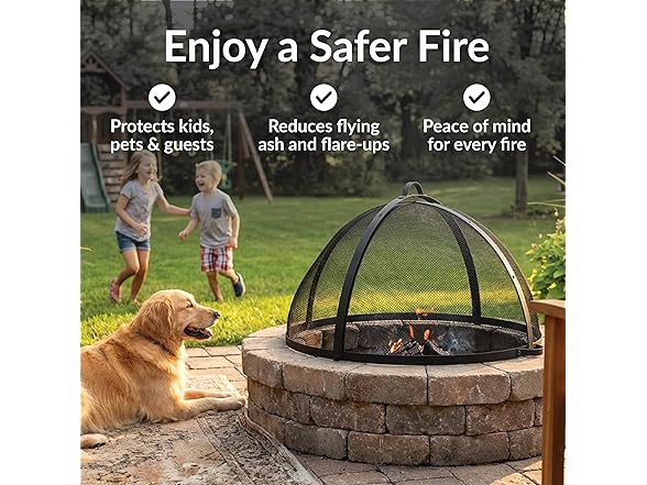 Sunnydaze 32" Round Fire Pit Spark Screen Cover
