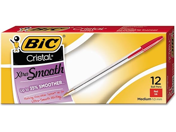 BIC Cristal Xtra Smooth Red Ballpoint Pens