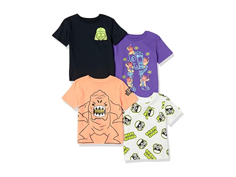 Amazon Essentials Disney | Marvel | Star Wars Boys' Short-Sleeve T-Shirts (Previously Spotted Zebra), Pack of 4, Star Wars Move Along, Large