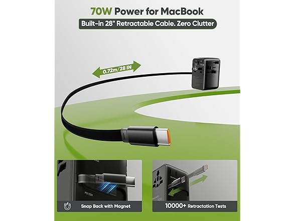 Menlonigt 70W GaN Universal Travel Adapter