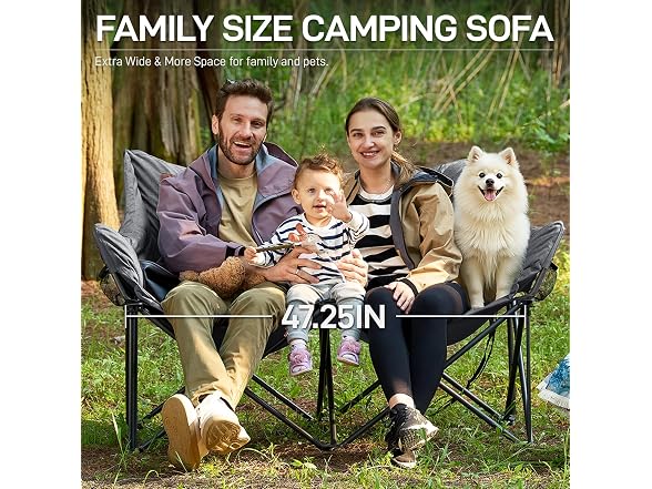 EVER ADVANCED Light Grey Double Camping Chair