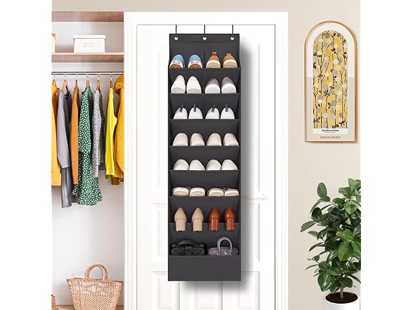 STORAGEIDEAS Door Shoe Organizer Black, 8 Layers, 2-Pack