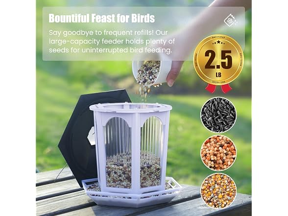 MrCrafts 2 Pack Solar Bird Feeders