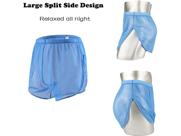 Zonbailon Men (3XL) Sexy Mesh Split Side Shorts
