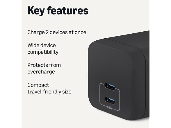Amazon Basics 65W Fast Charging GaN USB-C Wall Cha