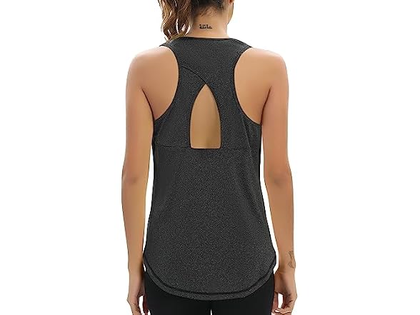 Aeuui Women (M) Workout Tops Open Back Tank Shirts
